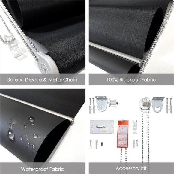 100% Blackout Roller Window Shades, Window Blinds with Thermal Insulated - Picture 3 of 7